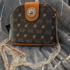 Beverly Hills Polo Club Black and Tan Crossbody Bag